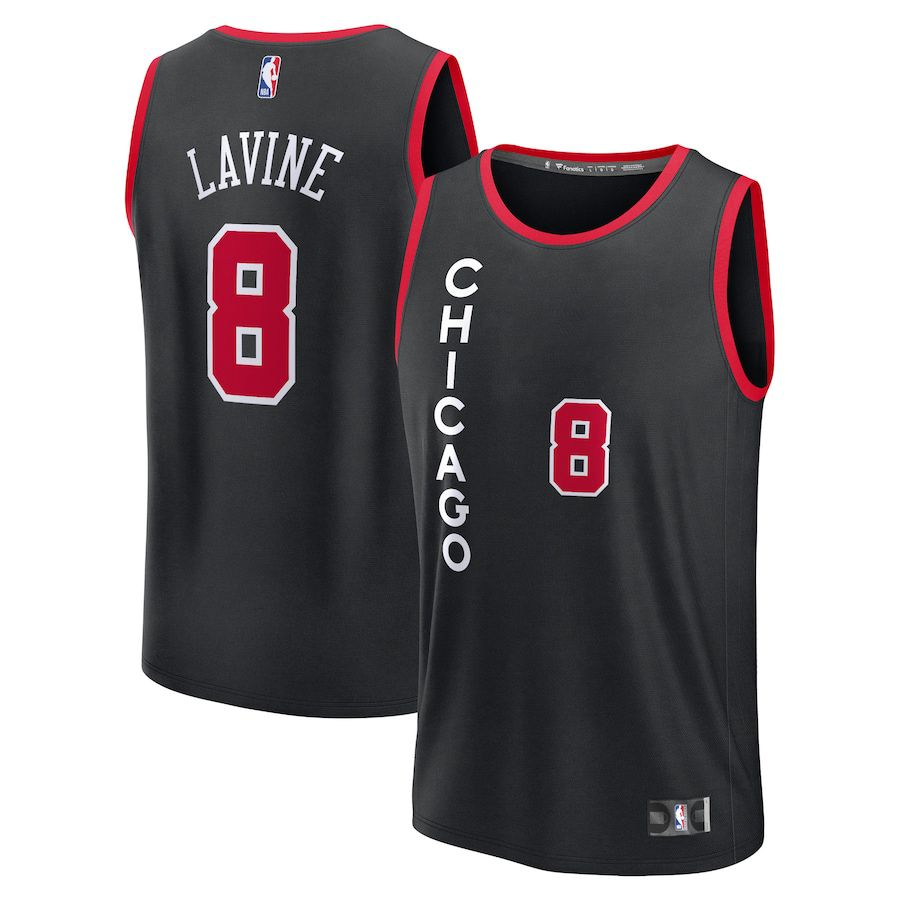 Men Chicago Bulls 8 Zach LaVine Fanatics Branded Black City Edition 2023-24 Fast Break NBA Jersey